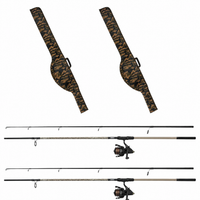 2x Karpfenrute + Rolle mit Schnur + 2 Aufbewahrungshüllen