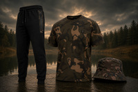 Fox Camo Outfit Set – T-Shirt + Jogginghose + Anglerhut