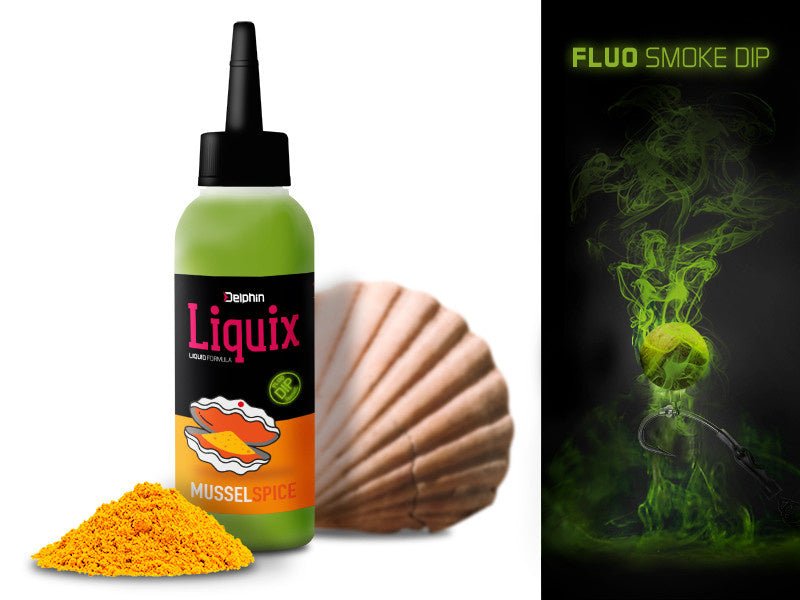Delphin D Snax LiquiX - Mussels & Spices - Fluo Dip - PVA Safe - Kruidig - KarperCentrale