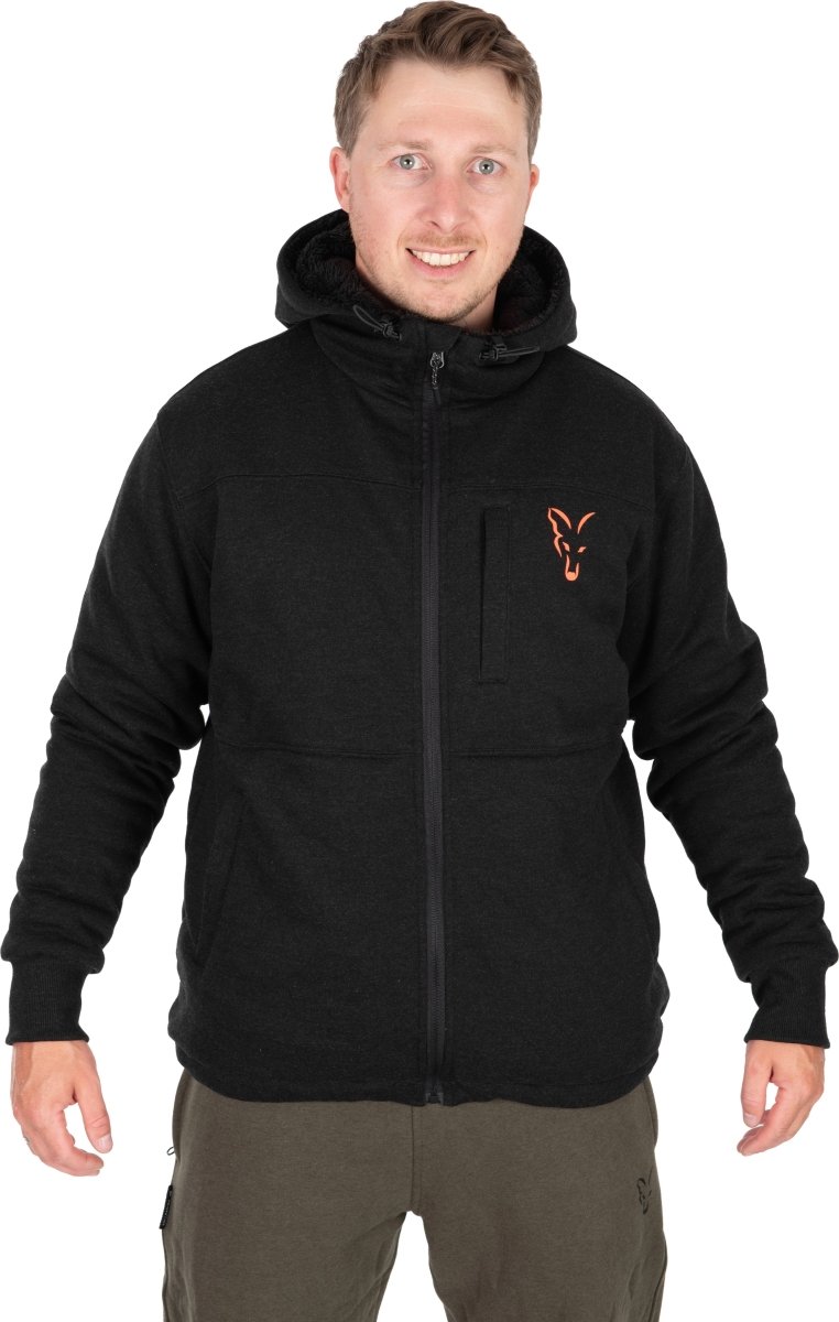 Kollektion Sherpa Kapuzenpullover Schwarz/Orange
