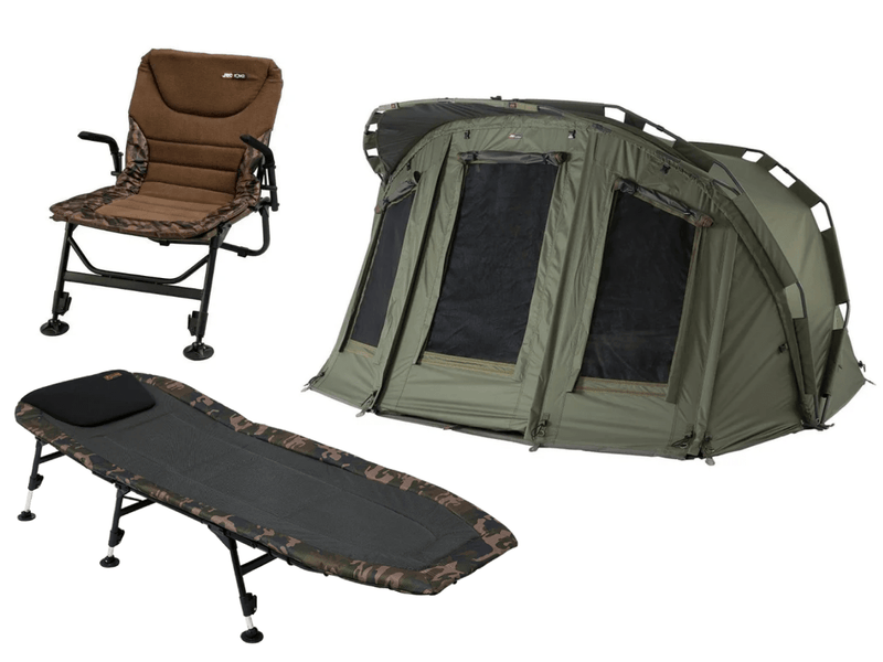 Karpfen-Bundle – Stuhl, Bedchair & 2-Mann-Bivvy