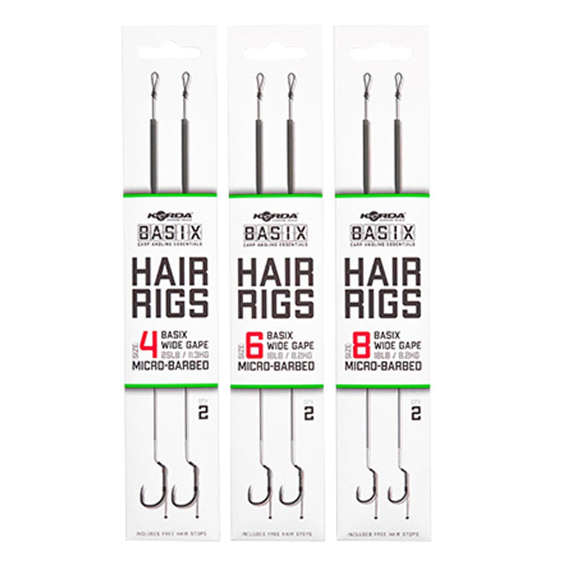 Basix Hair Rigs - Weit gebogen - Mikro Widerhaken